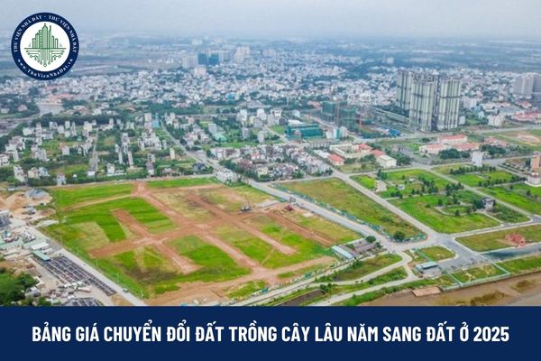 Giá chuyển đổi đất trồng cây lâu năm sang đất ở 2025