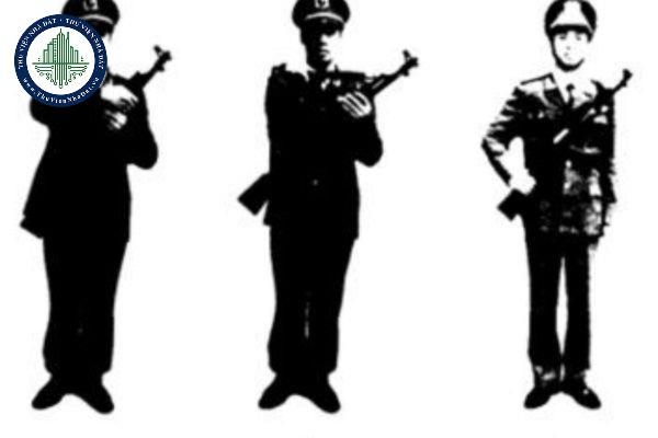 Động tác khám súng khi thực hiện điều lệnh đội ngũ trong Công an nhân dân được quy định thế nào?