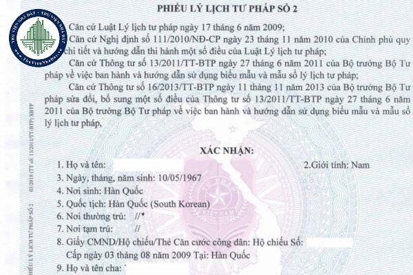 Phiếu lý lịch tư pháp số 2 có ghi thông tin tiền sự không?