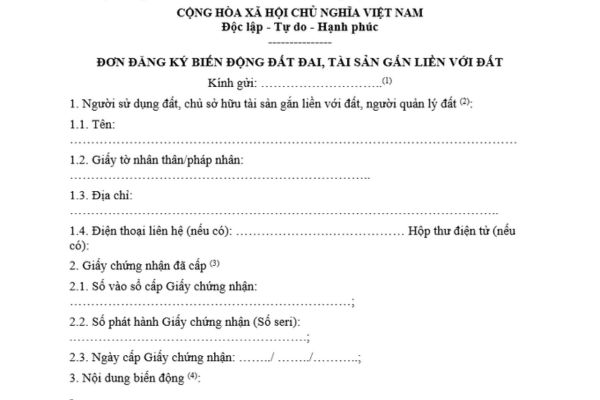Thủ tục khi thực hiện thủ tục đăng ký biến động đất đai, tài sản gắn liền với đất mới nhất