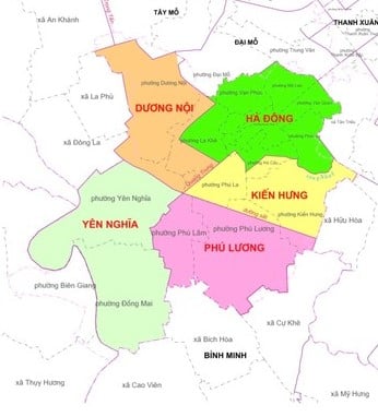 Bản đồ hành chính quận Hà Đông