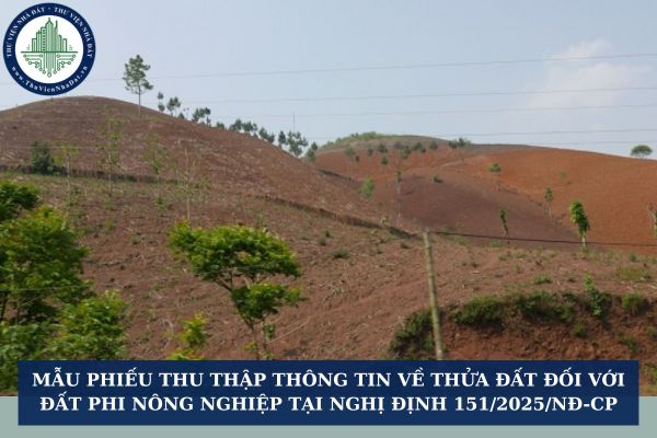 Mẫu phiếu thu thập thông tin về thửa đất đối với đất phi nông nghiệp tại Nghị định 151/2025/NĐ-CP