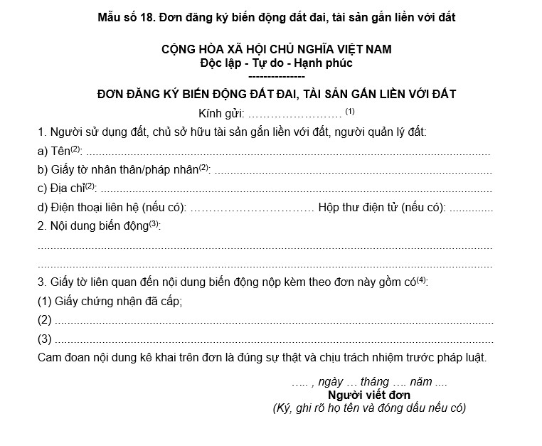 Thủ tục đăng ký biến động đất đai, tài sản gắn liền với đất mới nhất 2025?