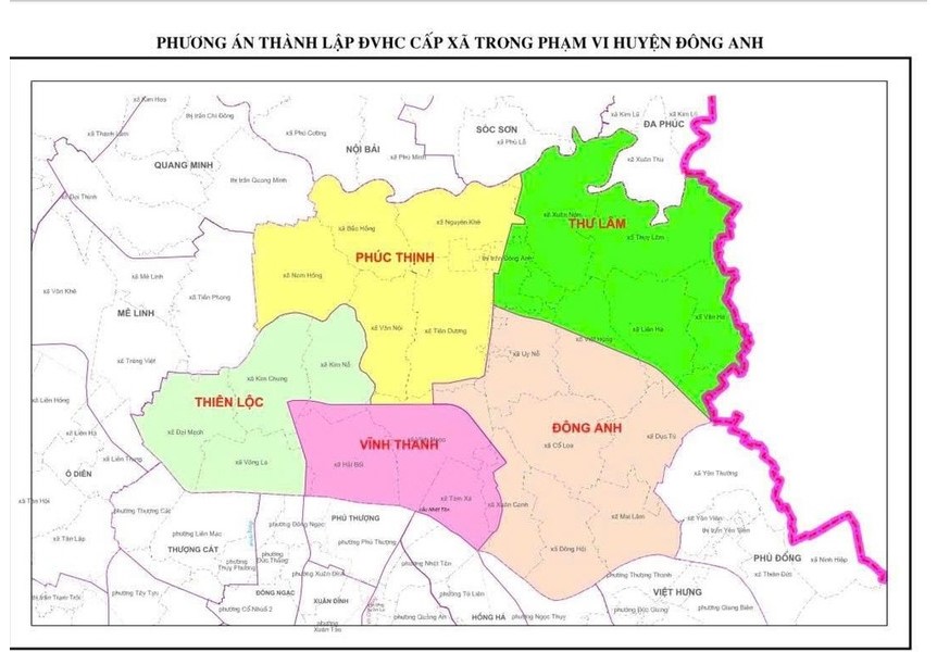 Bản đồ huyện Đông Anh Hà Nội sau sáp nhập 2025