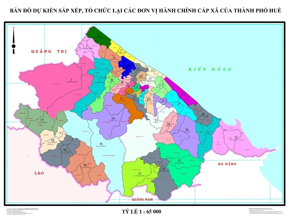 Bản đồ hành chính Huế sau sáp nhập\