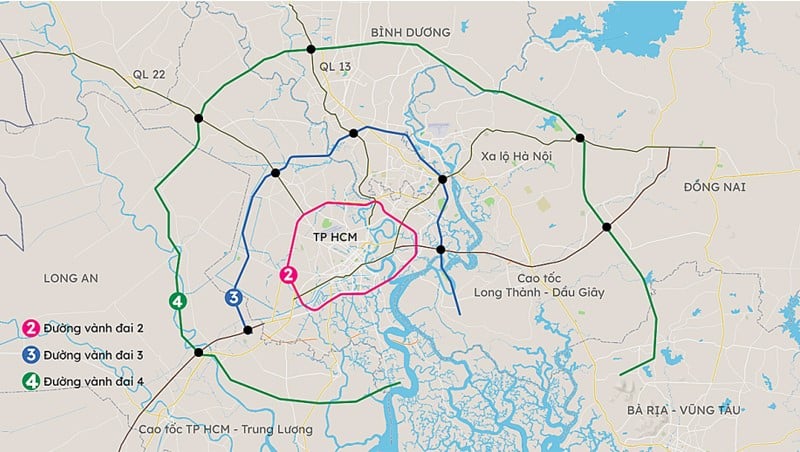 Bản đồ đường vành đai 4 TPHCM cập nhật mới năm 2025