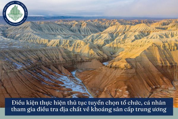 Điều kiện thực hiện thủ tục tuyển chọn tổ chức, cá nhân tham gia điều tra địa chất về khoáng sản cấp trung ương