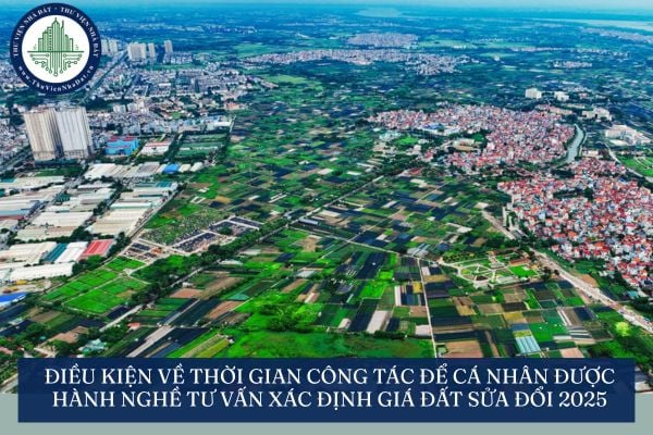 Điều kiện về thời gian công tác để cá nhân được hành nghề tư vấn xác định giá đất sửa đổi 2025