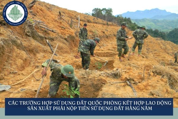 Các trường hợp sử dụng đất quốc phòng kết hợp lao động sản xuất phải nộp tiền sử dụng đất hằng năm