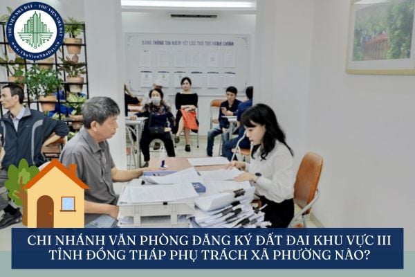 Chi nhánh Văn phòng Đăng ký đất đai Khu vực III tỉnh Đồng Tháp phụ trách xã phường nào?