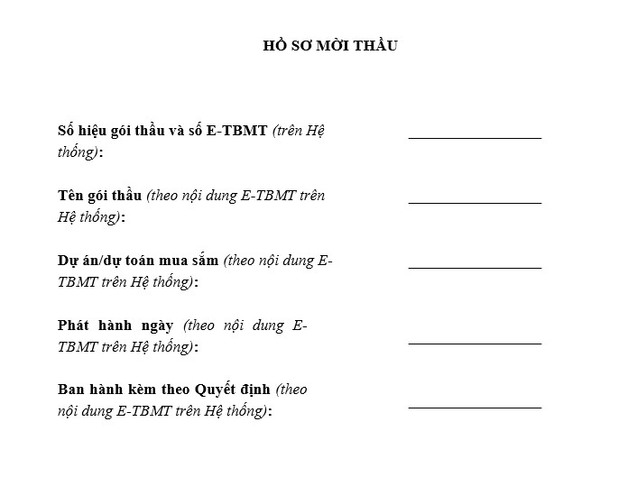 Mẫu hồ sơ mời thầu xây lắp qua mạng một giai đoạn một túi hồ sơ
