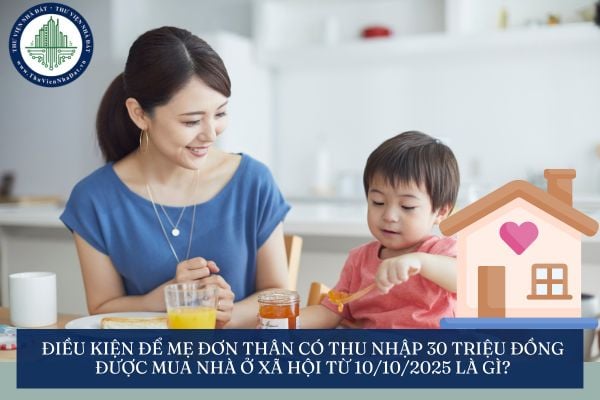 Điều kiện để mẹ đơn thân có thu nhập 30 triệu đồng được mua nhà ở xã hội từ 10/10/2025 là gì?