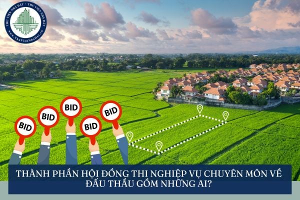 Thành phần Hội đồng thi nghiệp vụ chuyên môn về đấu thầu gồm những ai?