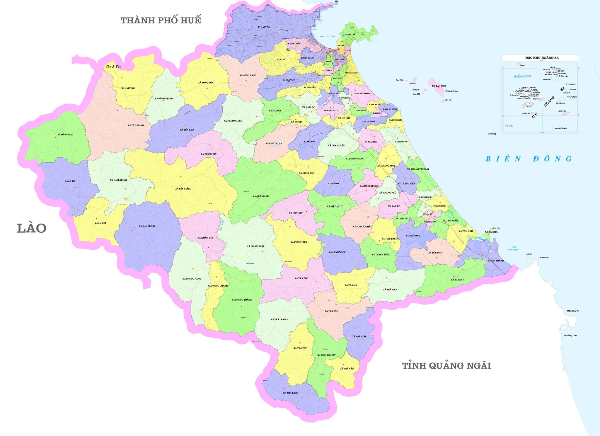 Bản đồ Đà Nẵng sau sắp xếp các đơn vị hành chính cấp xã 2025