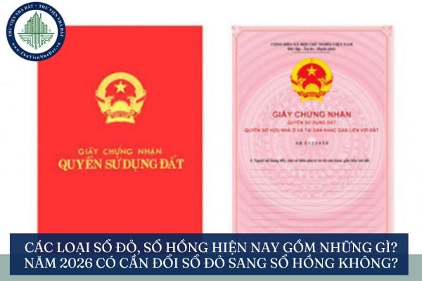 Các loại sổ đỏ, sổ hồng hiện nay gồm những gì? Năm 2026 có cần đổi sổ đỏ sang sổ hồng không?