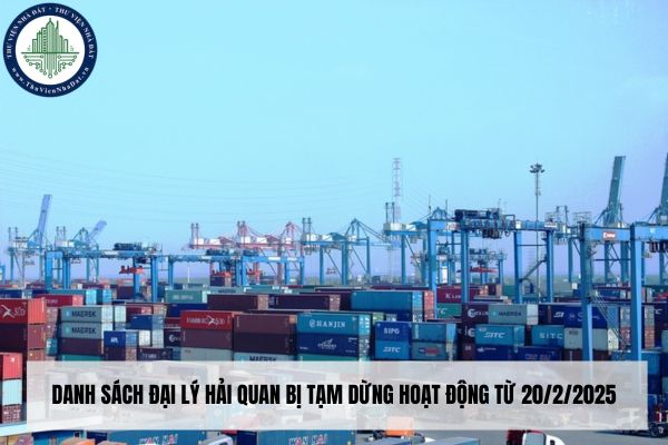 Danh sách đại lý hải quan bị tạm dừng hoạt động từ 20/2/2025