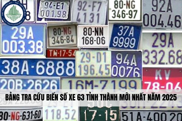 Bảng tra cứu Biển số xe 63 tỉnh thành mới nhất năm 2025