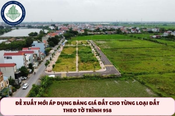 Đề xuất mới áp dụng bảng giá đất cho từng loại đất theo Tờ trình 958