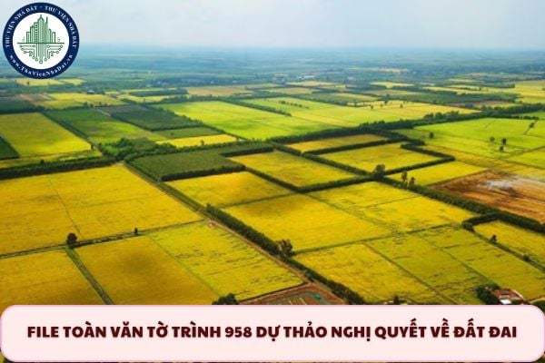 File toàn văn Tờ trình 958 Dự thảo Nghị quyết về đất đai