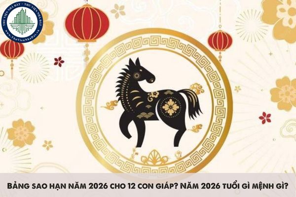 Bảng sao hạn năm 2026 cho 12 con giáp? Năm 2026 tuổi gì mệnh gì?