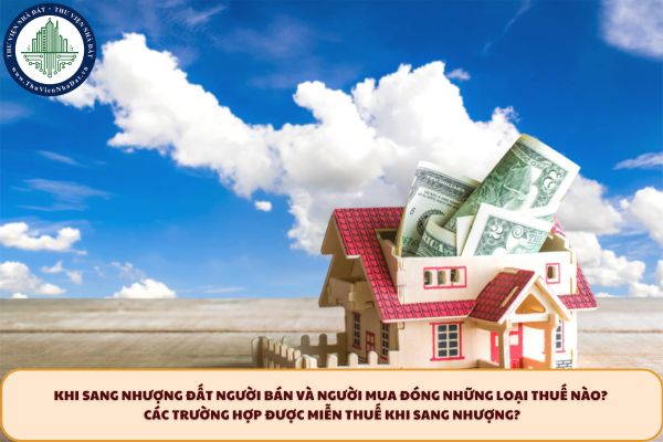 Khi sang nhượng đất người bán và người mua đóng những loại thuế nào? Các trường hợp được miễn thuế khi sang nhượng?