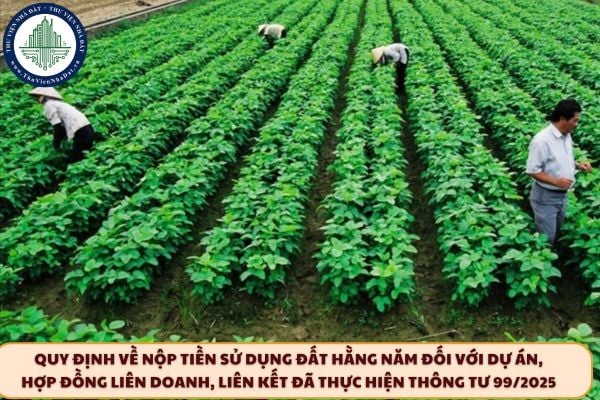 Quy định về nộp tiền sử dụng đất hằng năm đối với dự án, hợp đồng liên doanh, liên kết đã thực hiện Thông tư 99/2025