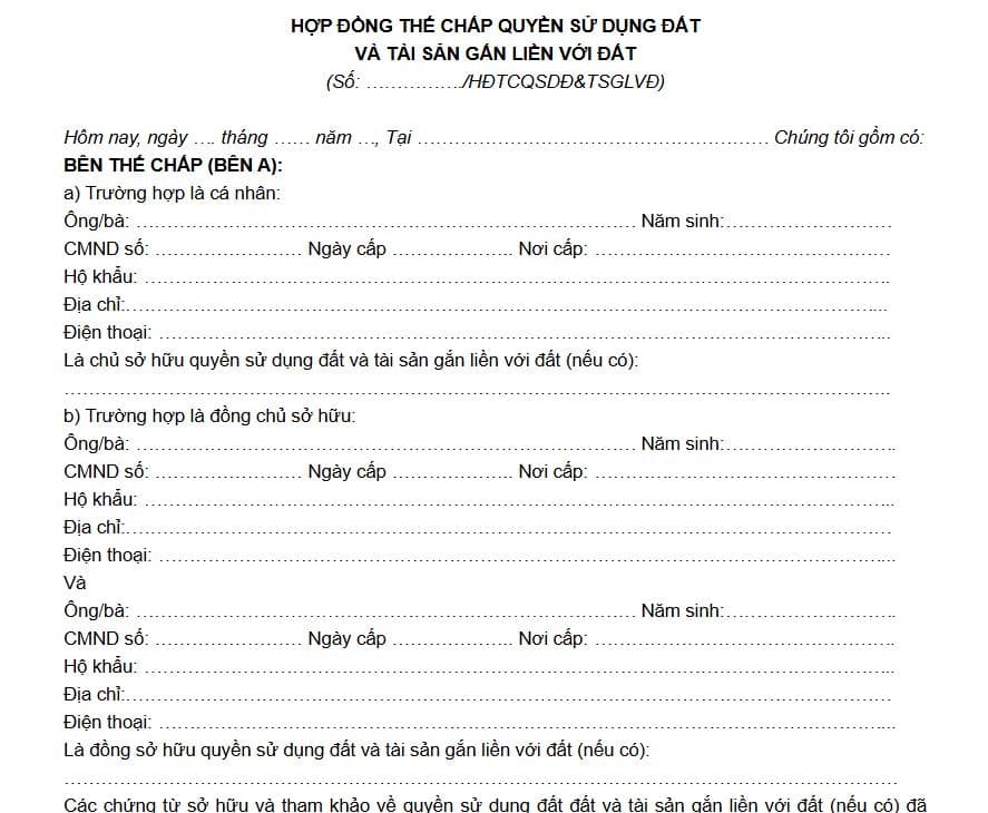 Hợp đồng thế chấp quyền sử dụng đất 2025