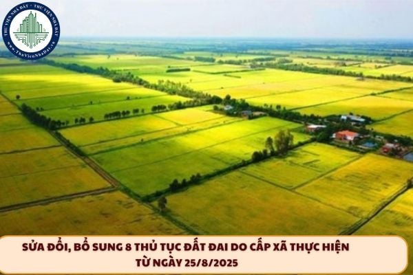 Sửa đổi, bổ sung 8 thủ tục đất đai do cấp xã thực hiện từ ngày 25/8/2025