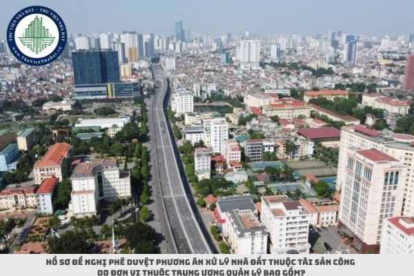 Hồ sơ đề nghị phê duyệt phương án xử lý nhà đất thuộc tài sản công do đơn vị thuộc trung ương quản lý bao gồm?