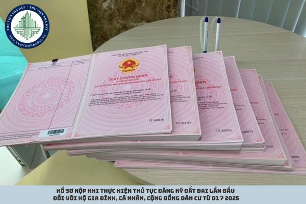 Hồ sơ nộp khi thực hiện thủ tục đăng ký đất đai lần đầu đối với hộ gia đình, cá nhân, cộng đồng dân cư từ 01 7 2025