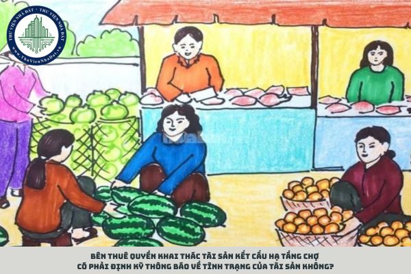Bên thuê quyền khai thác tài sản kết cấu hạ tầng chợ có phải định kỳ thông báo về tình trạng của tài sản không?