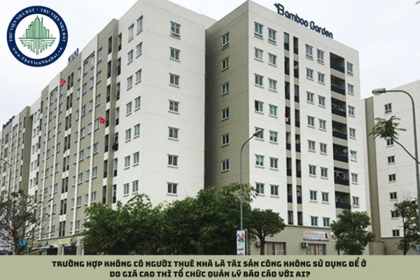 Trường hợp không có người thuê nhà là tài sản công không sử dụng để ở do giá cao thì tổ chức quản lý báo cáo với ai?