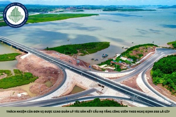 Trách nhiệm của đơn vị được giao quản lý tài sản kết cấu hạ tầng công viên theo Nghị định 258 là gì?