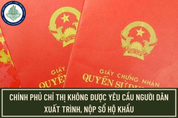 Người dân không phải xuất trình, nộp sổ hộ khẩu trong quá trình giải quyết thủ tục hành chính theo Chỉ thị 05/CT-TTg?