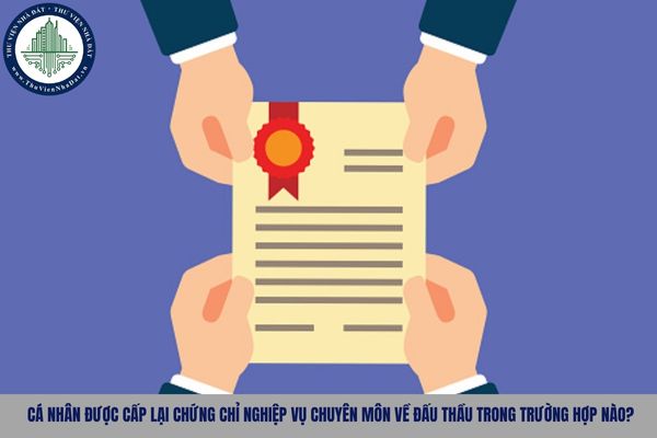 Cá nhân được cấp lại chứng chỉ nghiệp vụ chuyên môn về đấu thầu trong trường hợp nào?