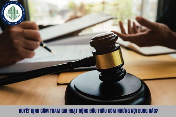 Quyết định cấm tham gia hoạt động đấu thầu gồm những nội dung nào?
