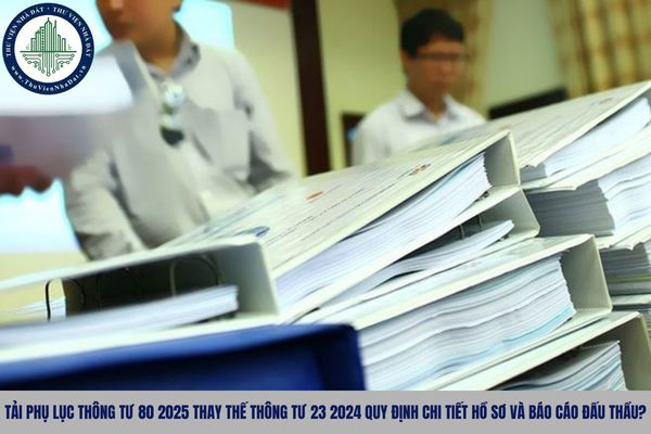 Tải phụ lục Thông tư 80 2025 thay thế Thông tư 23 2024 quy định chi tiết hồ sơ và báo cáo đấu thầu?