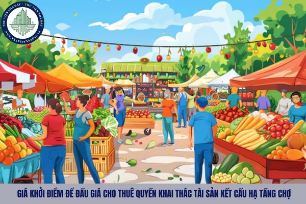 Giá khởi điểm để đấu giá cho thuê quyền khai thác tài sản kết cấu hạ tầng chợ là gì?