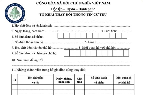 Mẫu CT01 tờ khai thay đổi thông tin cư trú còn hiệu lực không?