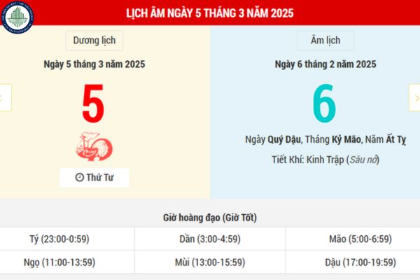 Lịch âm ngày 5 tháng 3 2025? Ngày 5 tháng 3 năm 2025 có phải ngày tốt khai trương cửa hàng tại TP Đồng Xoài không?