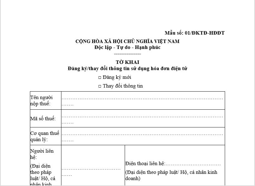Đăng ký hóa đơn điện tử