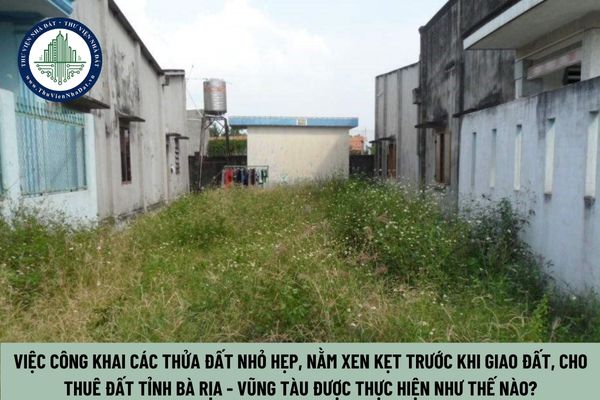 Việc công khai các thửa đất nhỏ hẹp, nằm xen kẹt trước khi giao đất, cho thuê đất  tỉnh Bà Rịa - Vũng Tàu được thực hiện như thế nào?