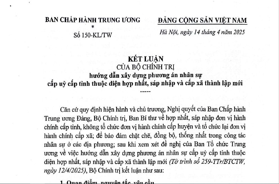 Kết luận 150 KL TW 