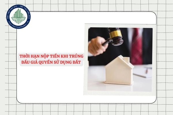 Thời hạn nộp tiền sau khi trúng đấu giá quyền sử dụng đất là bao lâu?