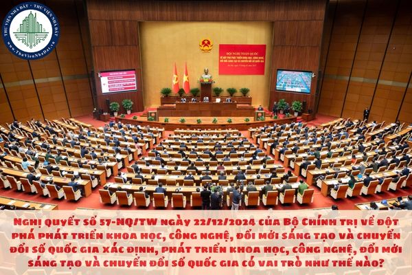 Nghị quyết số 57-NQ/TW ngày 22/12/2024 của Bộ Chính trị về đột phá phát triển khoa học, công nghệ, đổi mới sáng tạo và chuyển đổi số quốc gia xác định, phát triển khoa học, công nghệ, đổi mới sáng tạo và chuyển đổi số quốc gia có vai trò như thế nào?