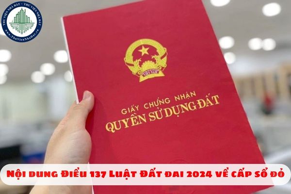 Nội dung Điều 137 Luật Đất đai 2024 về cấp sổ đỏ