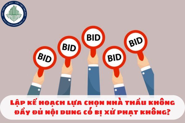 Lập kế hoạch lựa chọn nhà thầu không đầy đủ nội dung có bị xử phạt không?