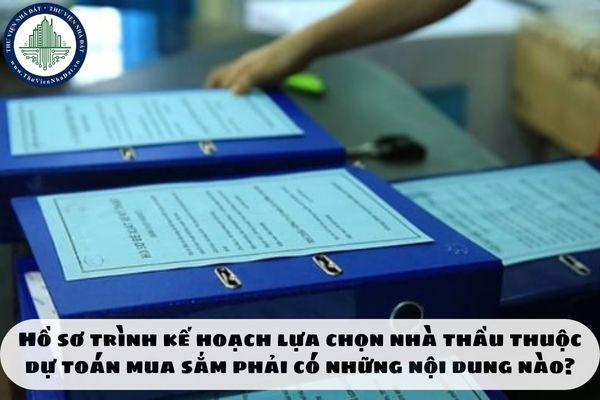 Hồ sơ trình kế hoạch lựa chọn nhà thầu thuộc dự toán mua sắm phải có những nội dung nào?