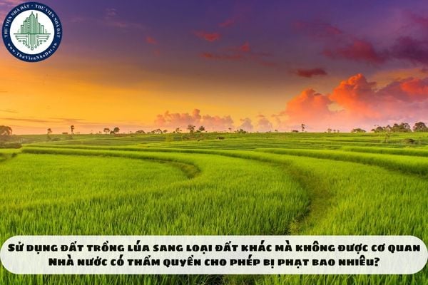 Sử dụng đất trồng lúa sang loại đất khác mà không được cơ quan Nhà nước có thẩm quyền cho phép bị phạt bao nhiêu?