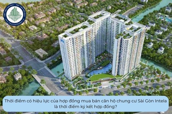 Thời điểm có hiệu lực của hợp đồng mua bán căn hộ chung cư Sài Gòn Intela là thời điểm ký kết hợp đồng?